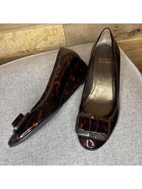 Stuart Weitzman Shoes Women's 6M Patent Leather Wedge Tortoiseshell With Buckle